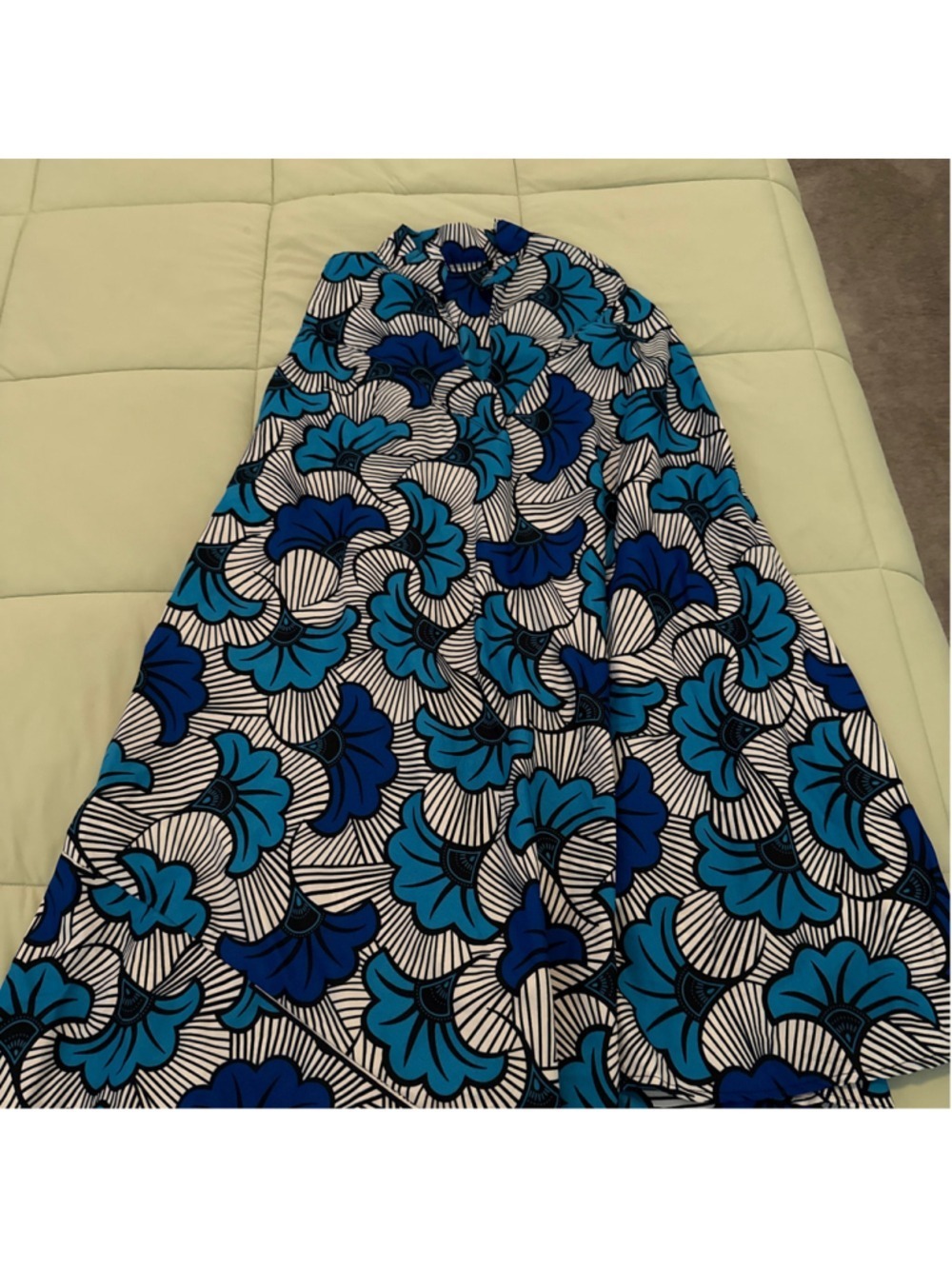#0246 - Women's Handmade Blue & White Floral Print dress